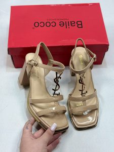 کفش زنانه مجلسی برند بایلی کوکو مدل یراق ysl نسکافه ای