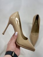 کفش زنانه مجلسی پاشنه 10 سانت یونای مدل ساده3 نسکافه ای