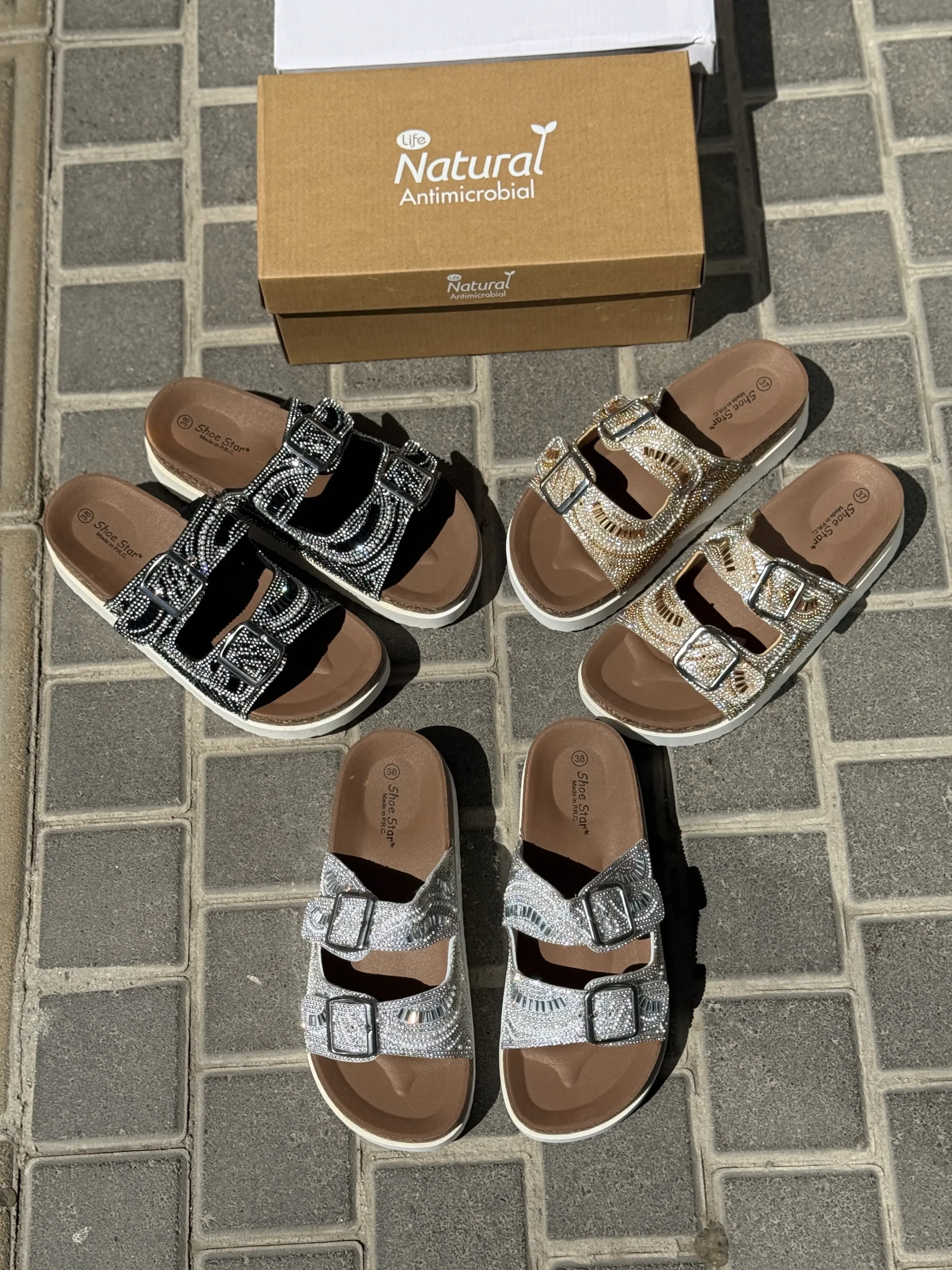 code3050-5-lodg-4cm-sandals-with-two-shiny-buckles (4) صندل لژدار شاینی3050-5 - تصویر 1