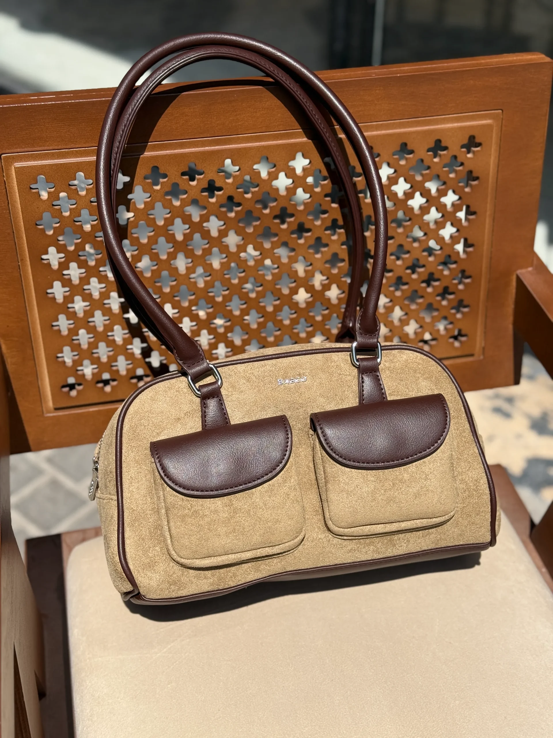 pocket-boston-khaki کیف وارداتی مدل Pocket Boston - تصویر 1