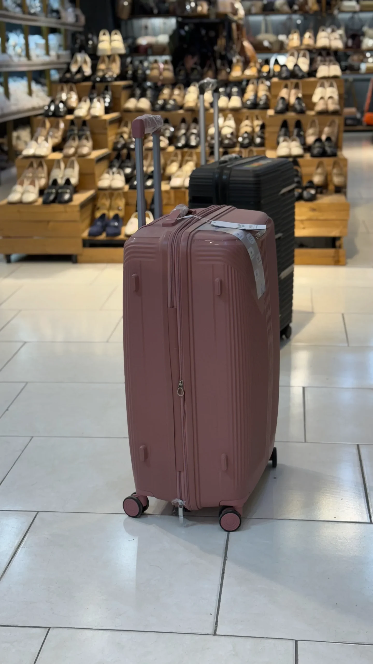 power-brand-travel-suitcase-in-a-solid-dusty-pink-shade. چمدان مسافرتی POWER – رنگ کالباسی (تک) - تصویر 1